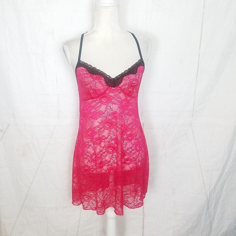 Secret treasures lace pink lace sexy night gown   size small